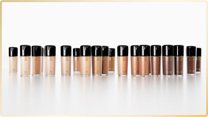 MAC Foundation product images of numerous shades.